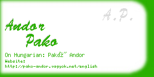 andor pako business card